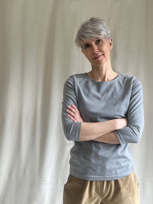BASICSHIRT / 3/4-Arm / grau meliert