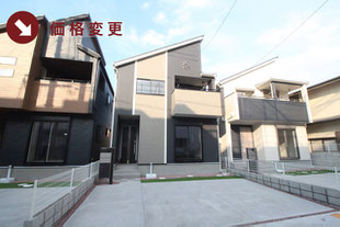 岡山市南区築港栄町の新築一戸建て分譲住宅の外観 物件詳細ページにリンク