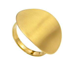 Vergoldeter Edelstahl Ring RH470 mit ovalem Plättchen