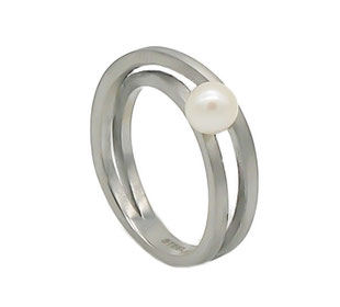Edelstahlring RH462 mit Süßwasserperle im Doppelring-Design