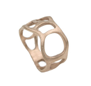 Rosévergoldeter Edelstahlring RH455 mit geometrischem Muster