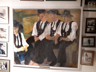 Eva Hradil "Vier Handwerksgesellen" 1999, Öl auf Leinwand, 130 x 150 cm, gerahmt