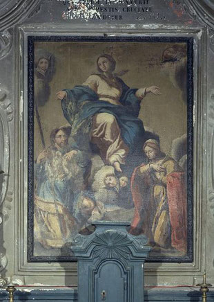 Loreto di Casinca - Autel Saint Roch -intercession contre la peste de Saint Roch et Sainte Julie aux pieds de la Vierge de l'Assomption - Francesco Carli
