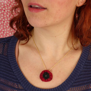 Collier Coquelicot perlé