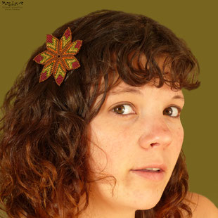 barrette pince accessoire de cheveux fleur micromacrame