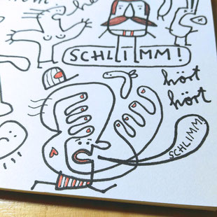 Blick in mein Skizzenbuch - Illustration, kleiner Mann mit Mütze, schlimm, Manni, blau, rot, Frank Schulz Art