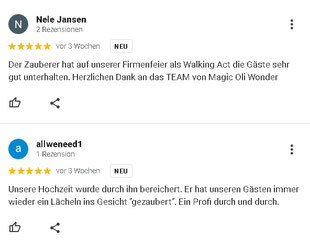 Zauberer Stuttgart Bewertungen bei Google bringen Sicherheit