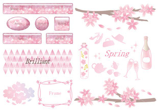春のイラスト素材 桜 桜色 ハーバリウム