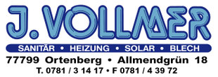 Vollmer Sanitär • Heizung • Solar • Blech, Allmendgrün 18, 77799 Ortenberg