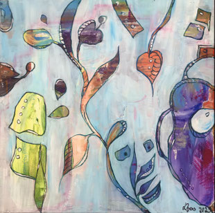 "Unterwasser Welten" ,Acryl auf Leinwand , 50x50 cm , B 372