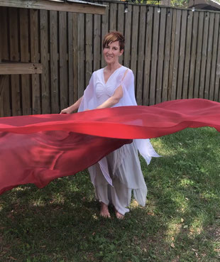 Deep red silk flags