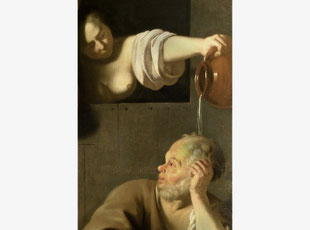Sokrates und Xanthippe. Gemälde von R. van Blommendael (Ausschnitt)