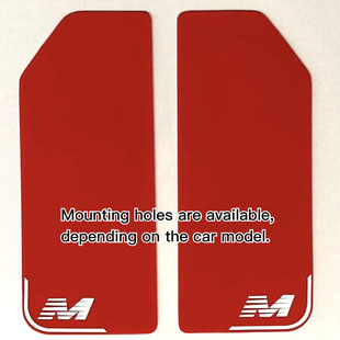 Red Racing flaps with white M logo