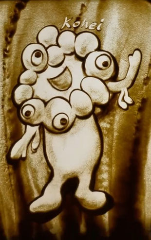 サンドアートで描いたミャクミャク