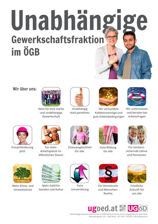 Plakat: Unabhängige GewerkschafterInnen: Wir über uns