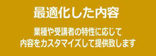 基礎から活用まで内容をカスタマイズして提供