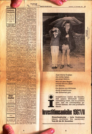 Matthias Traimer und Michael Traimer - Werbung für die österreichische Investitionsanleihe 1966/67.