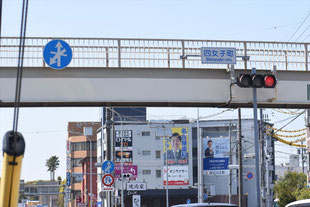 異形矢印標識(指定方向外進行禁止)。愛知県名古屋市中川区四女子町交差点にある。