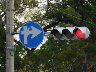 異形矢印標識(指定方向外進行禁止)。京都府京都市にある。