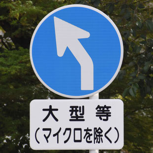 異形矢印標識(指定方向外進行禁止)。愛知県瀬戸市追分交差点にある。