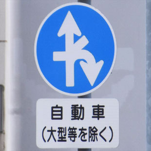異形矢印標識(指定方向外進行禁止)。愛知県名古屋市熱田区名古屋高速六番北出口にある。