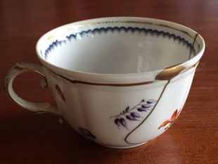 【多分大正以前】九谷焼　台つき鉢　金継ぎ修復あり 作品 - KINTSUGI ENYA 金継ぎ円家