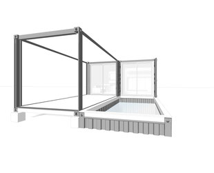 Small footprint home design, 3D outside sketch by Heidi Mergl Architect