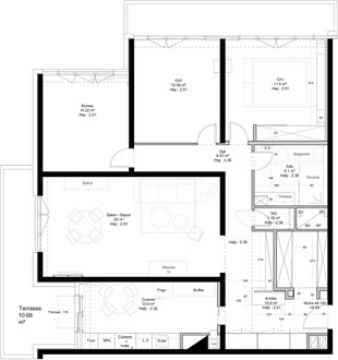 PLAN PROJET APPARTEMENT S - Lionel CERTIER - Architecture d'intérieur