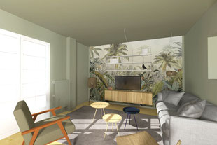 DECORATION D'UN SALON-SEJOUR "JUNGLE" - Lionel CERTIER - Architecte d'intérieur à Strasbourg