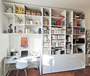 CREATON D'UNE BIBLIOTHEQUE BLANCHE SUR MESURE - Lionel CERTIER - Architecte d'intérieur à Strasbourg