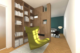 MEUBLE BIBLIOTHEQUE ET BUREAU SUR MESURE - Lionel CERTIER - Architecte d'intérieur à Strasbourg