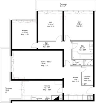 PLAN EXISTANT APPARTEMENT S - Lionel CERTIER - Architecture d'intérieur