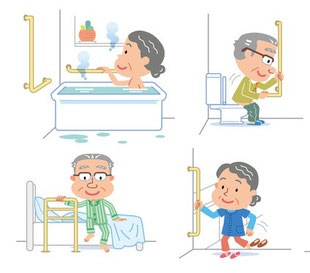 入浴、トイレ、寝る、外出、１階だけで生活するイメージ