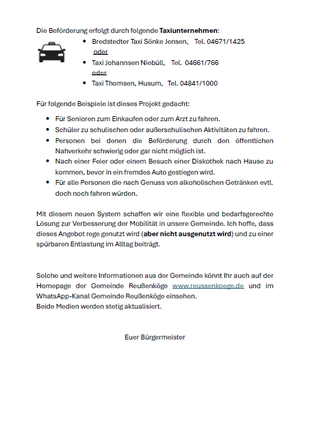 Neues Beförderungssystem auf Taxibasis 2