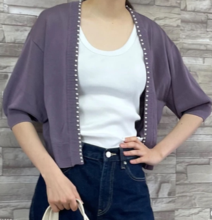 パール付きカーデ 〔接触冷感素材使用〕