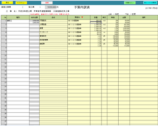 実行予算の内訳を記入する