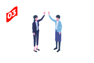 ハイタッチしている女性のイラスト