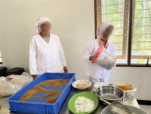 ふりかけの生産の様子(案件:東ティモール国「ふりかけ」普及と食生活改善による栄養改善事業)(特定非営利活動法人 パルシック)