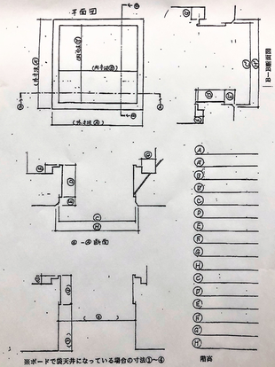 測定値を用紙に記入してメーカー　避難ハッチ