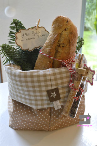 brot und salz geschenk,einzugsgeschenk,nachbarn,lebenslustig,utensilo nähen,brotkörbchen nähen,diy,handmade,#nähen