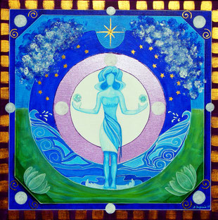 Mandala Lune - Acrylique sur toile (30x30cm - 80€) -  © B. Dupuis