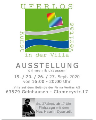 Plakate und Flyer zur Ausstellung "UFERLOS" in Gelnhausen, wurden rege von den Mitgliedern des Kunstvereins aus Meerholz verteilt. 