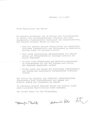 Die gewählten Gemeinderäte bekennen Farbe.