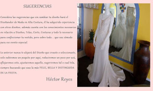 SUGERENCIAS DE UN DISEÑADOR "HÉCTOR REYES DISEÑADOR DE MODA EN ALTA COSTURA"