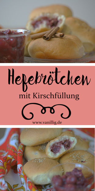 Hefebrötchen, gefüllte Hefebrötchen, Kirschen, Brötchen, Hefe, Rezept mit Hefe, Hefeteig, gefüllte Brötchen,
