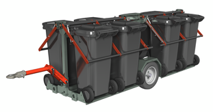 Mülltonnen Anhänger, Mülltonnen transportieren, Mülltonnenanhänger, mülltonnenwagen, mülltonnentransportwagen