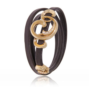 Braunes Lederarmband mit Rotgold Elementen und Brillanten aus der Gipsy Kollektion der Goldschmiede OBSESSION in Zürich und Wetzikon.