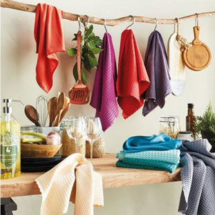 Essuies de vaisselle 100% - à carreaux multicolores, lot de 5, 45
