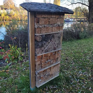 Insektenhotel - Vorgarten, Garten, Bienen, Bienenhotel, Wildbienen, Monokultur, Nutzpflanzen, Grundstück