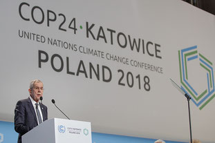 Bundespräsident Alexander Van der Bellen auf der Klimakonferenz in Katowice Fotos: Peter Lechner/HBF